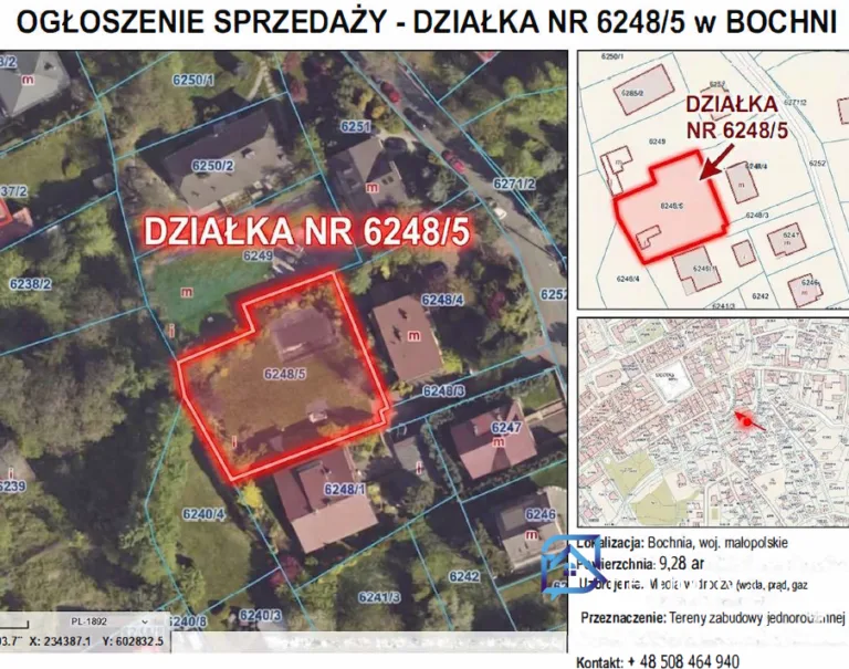 Bochnia - działka budowlana 928 m2 w centrum miasta ! budowa domu - Działki na sprzedaż