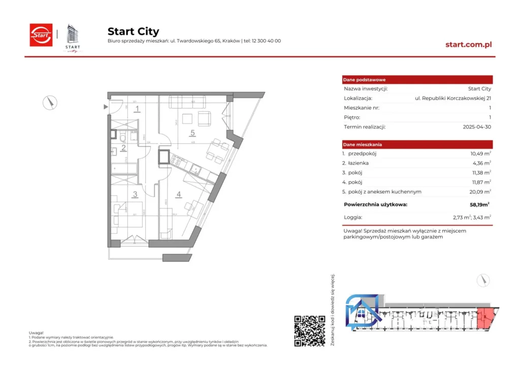 Nowe 3-pokojowe mieszkanie z balkonem Kraków Prokocim Start City - Mieszkania na sprzedaż
