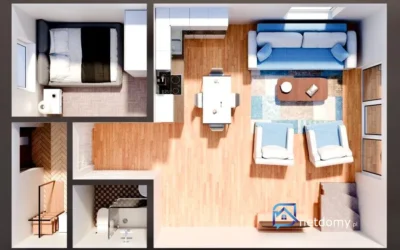 Nowoczesny dom bliźniak z pompą ciepła i tarasem w Kobylance – 80 m² - Netdomy