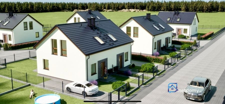 Nowoczesny dom bliźniak z pompą ciepła i tarasem w Kobylance – 80 m² - Netdomy