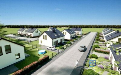 Nowoczesny dom bliźniak z pompą ciepła i tarasem w Kobylance – 80 m² - Netdomy