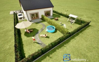 Nowoczesny dom bliźniak z pompą ciepła i tarasem w Kobylance – 80 m² - Netdomy