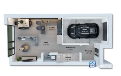 Nowoczesny bliźniak 128,81 m² z garażem – Kosakowo, ul. Pienczk - Netdomy