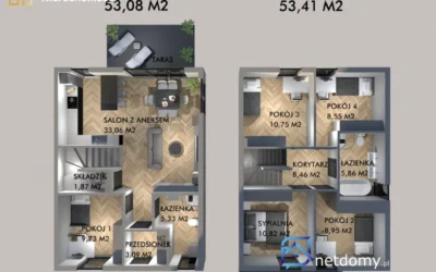Nowoczesny bliźniak 106,49 m² na Osiedlu Zielone Wzgórze w Rokietnicy - Netdomy