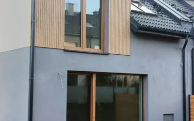Energooszczędny szeregowy dom 109 m² z garażem – Katowice Załęże, pompa ciepła - Netdomy