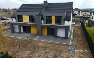 Nowoczesny dom w zabudowie bliźniaczej pod Warszawą 111,86 m2 – Łomianki - Netdomy