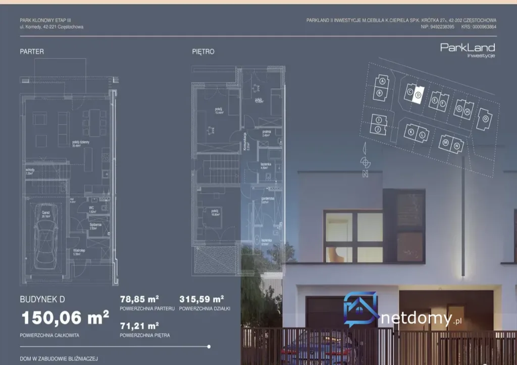 Dom bliźniak 150 m² z ogrodem i osobnym wjazdem – Park Klonowy, Grabówka - Netdomy